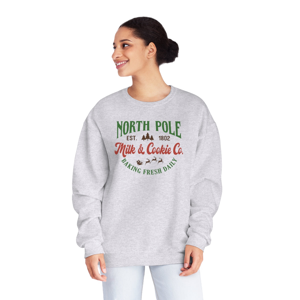 North Pole Milk and Cookie Company Christmas NuBlend® Crewneck Sweatshirt Sizes S - 3XL