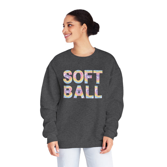 Softball Sweatshirt, Pastel Tie Dye Softball Shirt, Softball Mom Shirt, Softball Vibes, Women's Sweatshirt, Softball Game Sweatshirt