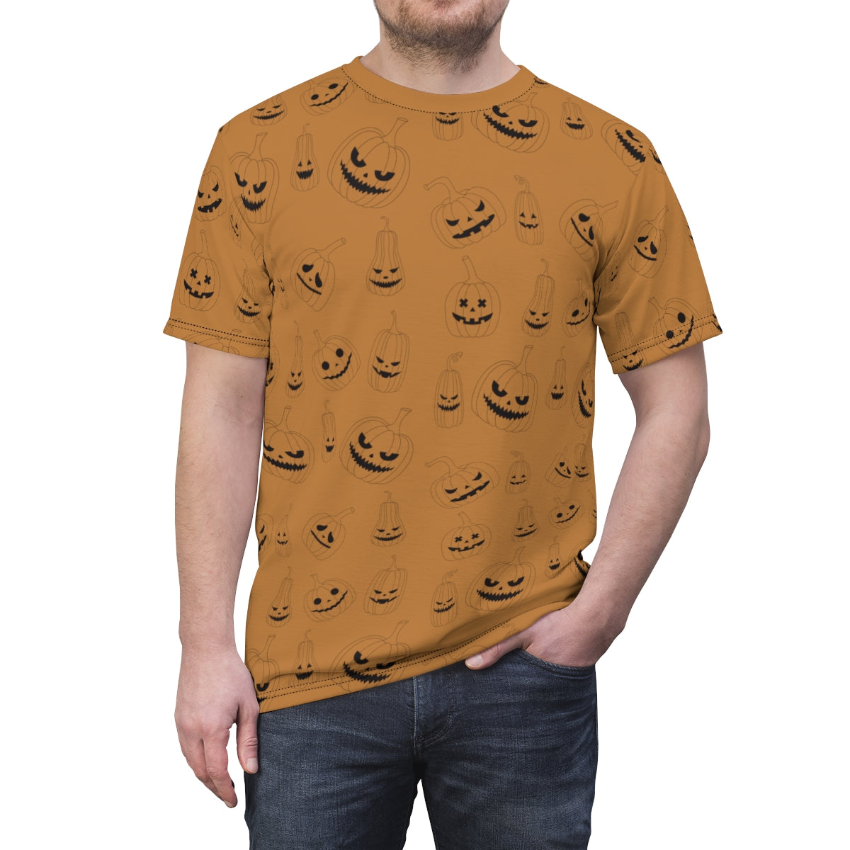 Halloween Pattern All Over Print Shirt | Jack-o-lantern | Spooky Halloween Shirt | Unisex AOP Shirt | Pumpkin Shirt | Halloween Shirt