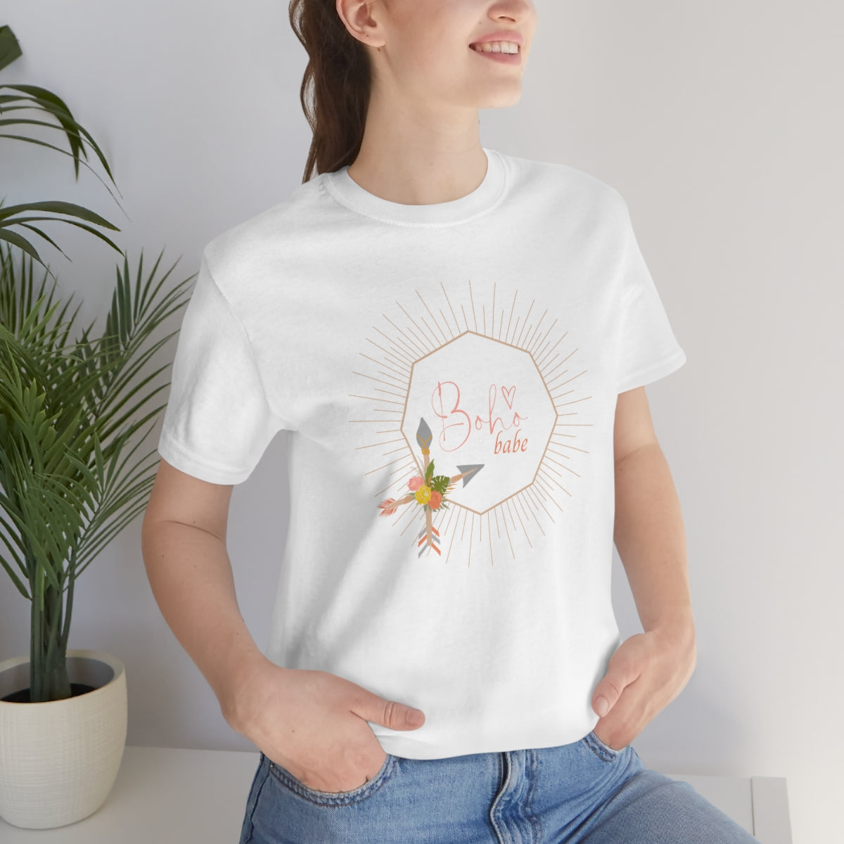 Boho Babe Sunburst Shirt, Arrows with Flowers Shirt, Boho Flowers Shirt, Gold Starburst Shirt