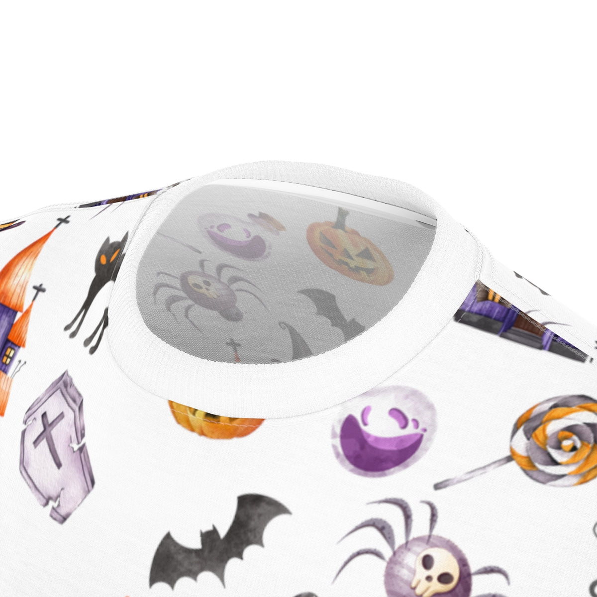 Halloween Pattern All Over Print Shirt | Watercolor Halloween | Spooky Halloween Shirt | Unisex AOP Shirt | Ghost Shirt | Skeleton Shirt