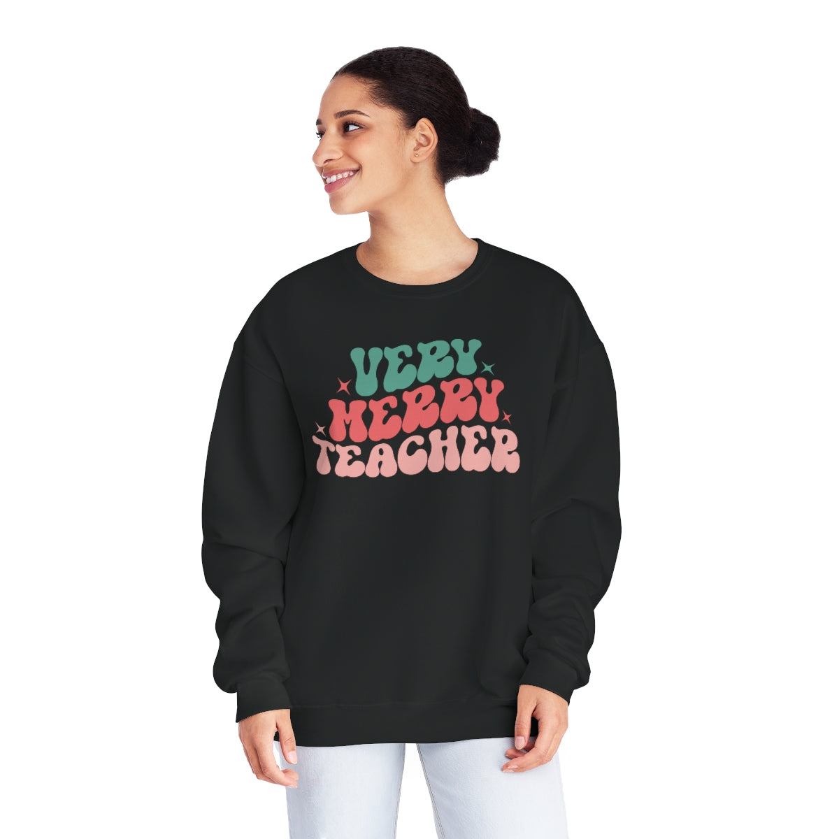 Very Merry Teacher Hippie Christmas Sweatshirt, Christmas Shirts for Women, Shirts for Christmas