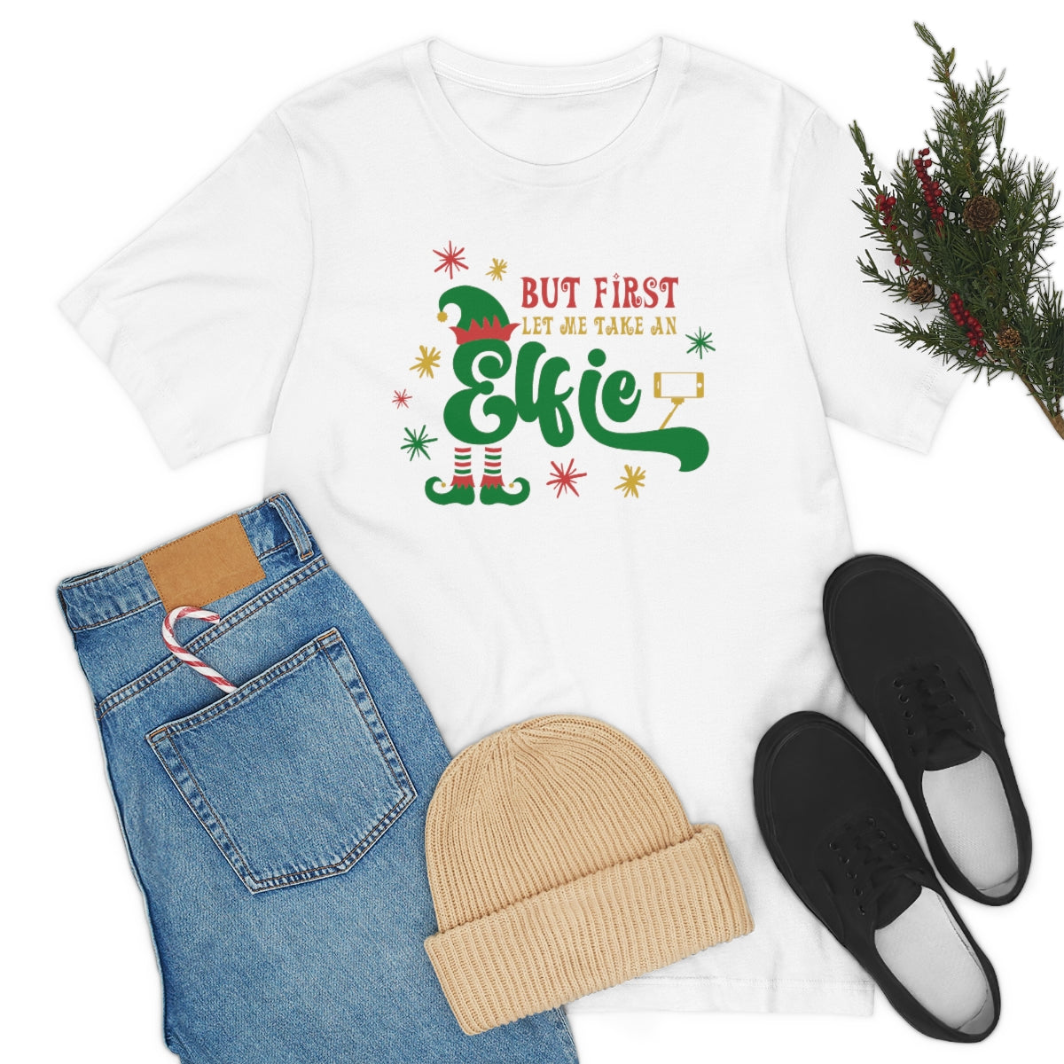 Elfie Shirt, Christmas Shirts for Women, Christmas Tee, Christmas TShirt, Shirts For Christmas, Cute Christmas t-shirt, Holiday Tee