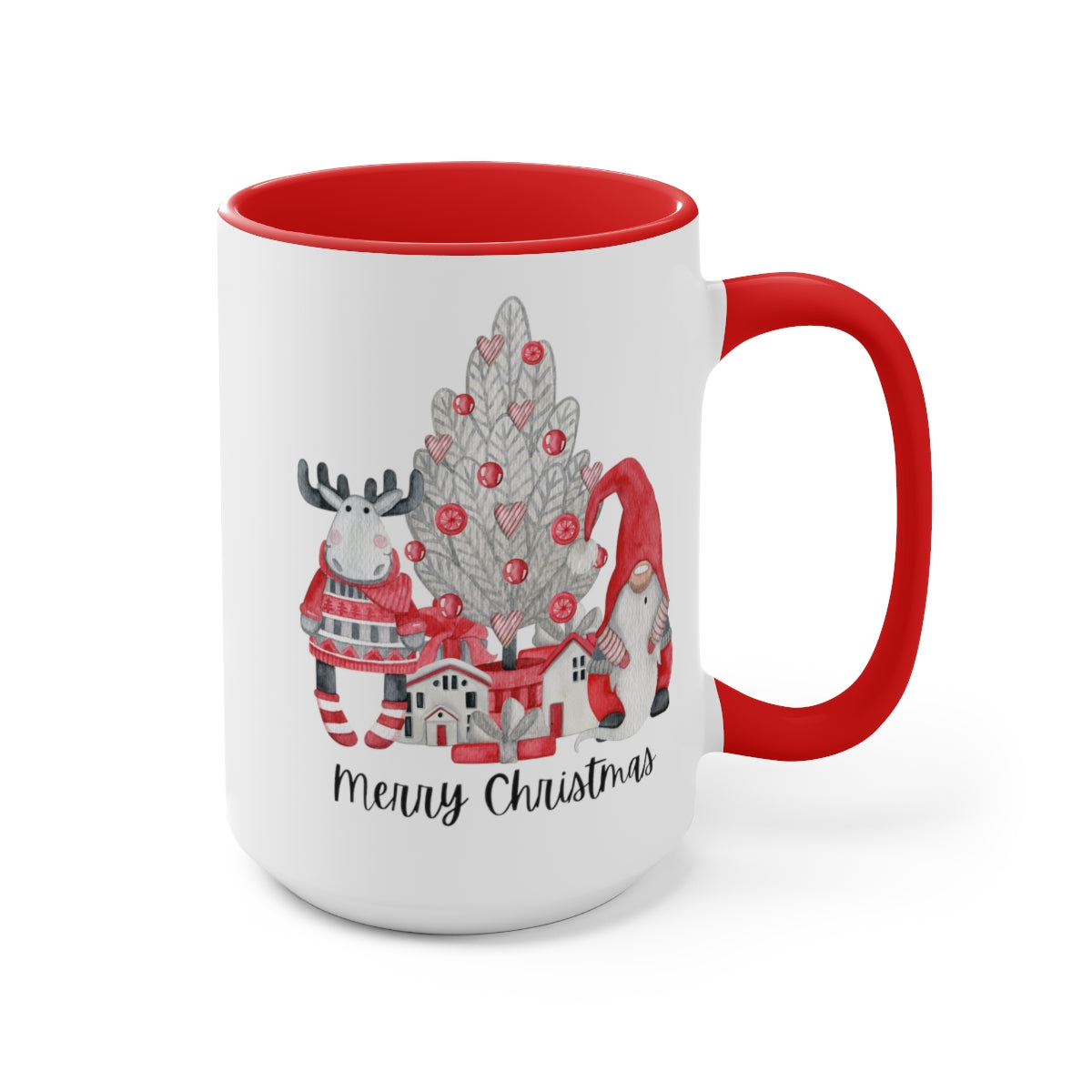 15oz Two Tone Christmas Coffee Mug, Christmas Gnome Mug, Reindeer Mug, Christmas Tree Mug, Merry Christmas Mug