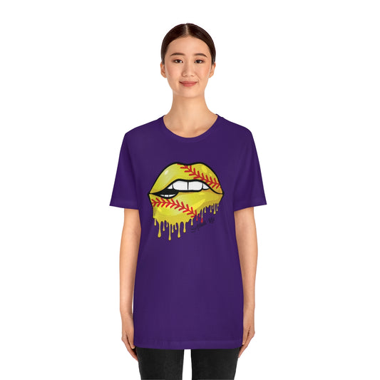 Softball Lips Softball Mom Tshirt | Softball tees | Women's softball Shirt | Cute softball shirts | Dripping Lips | Team gifts