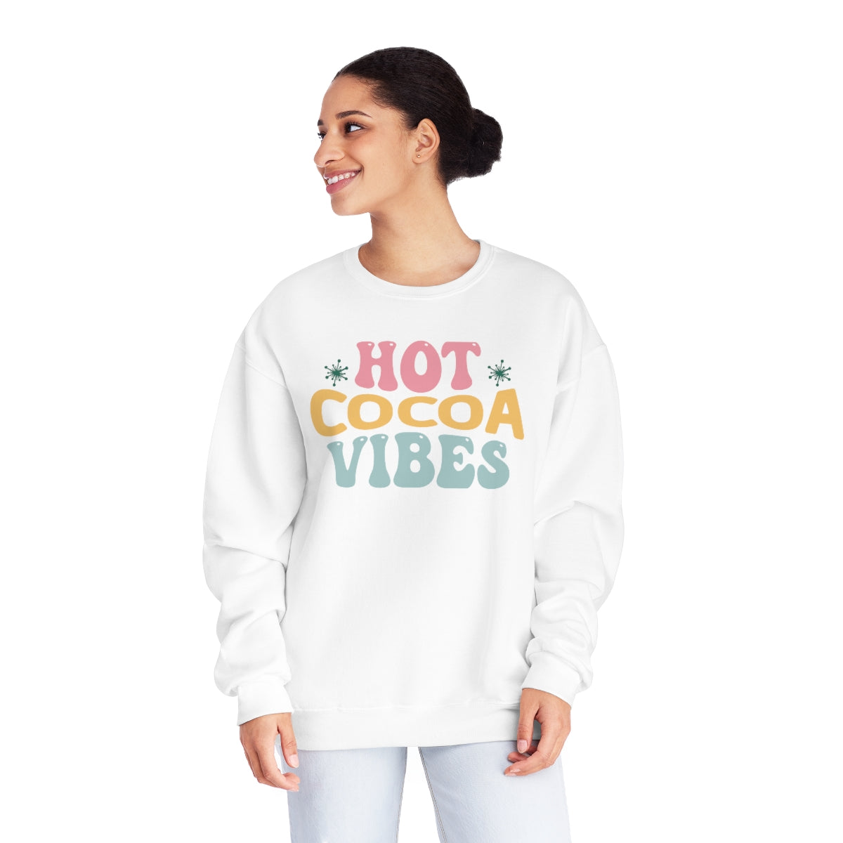 Hot Cocoa Vibes Hippie Christmas Sweatshirt, Christmas Shirts for Women, Shirts for Christmas