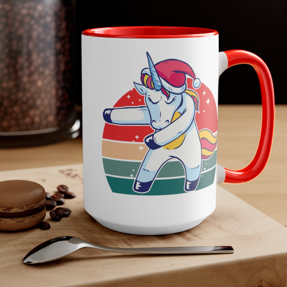 15oz Two Tone Christmas Coffee Mug, Unicorn Dab Christmas Mug, Christmas Mug, Unicorn Mug, Merry Christmas Mug