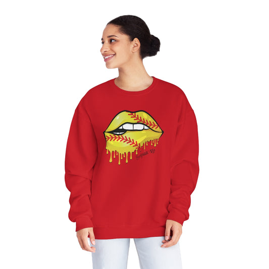 Softball Lips Softball Mom Sweatshirt | Softball tees | Women's softball Shirt | Cute softball shirts | Dripping Lips | Team gifts