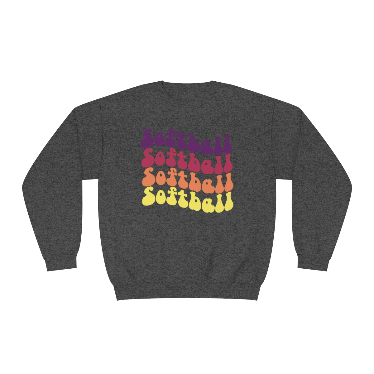 Colorful Hippie Text Softball Sweatshirt | Softball tees | Women's softball Shirt | Cute softball shirts | Groovy Text | Team gifts