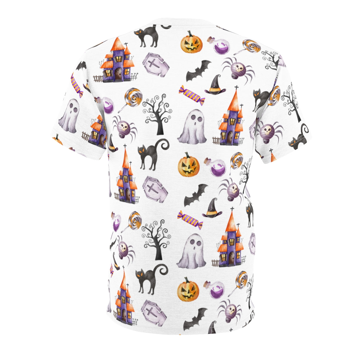 Halloween Pattern All Over Print Shirt | Watercolor Halloween | Spooky Halloween Shirt | Unisex AOP Shirt | Ghost Shirt | Skeleton Shirt