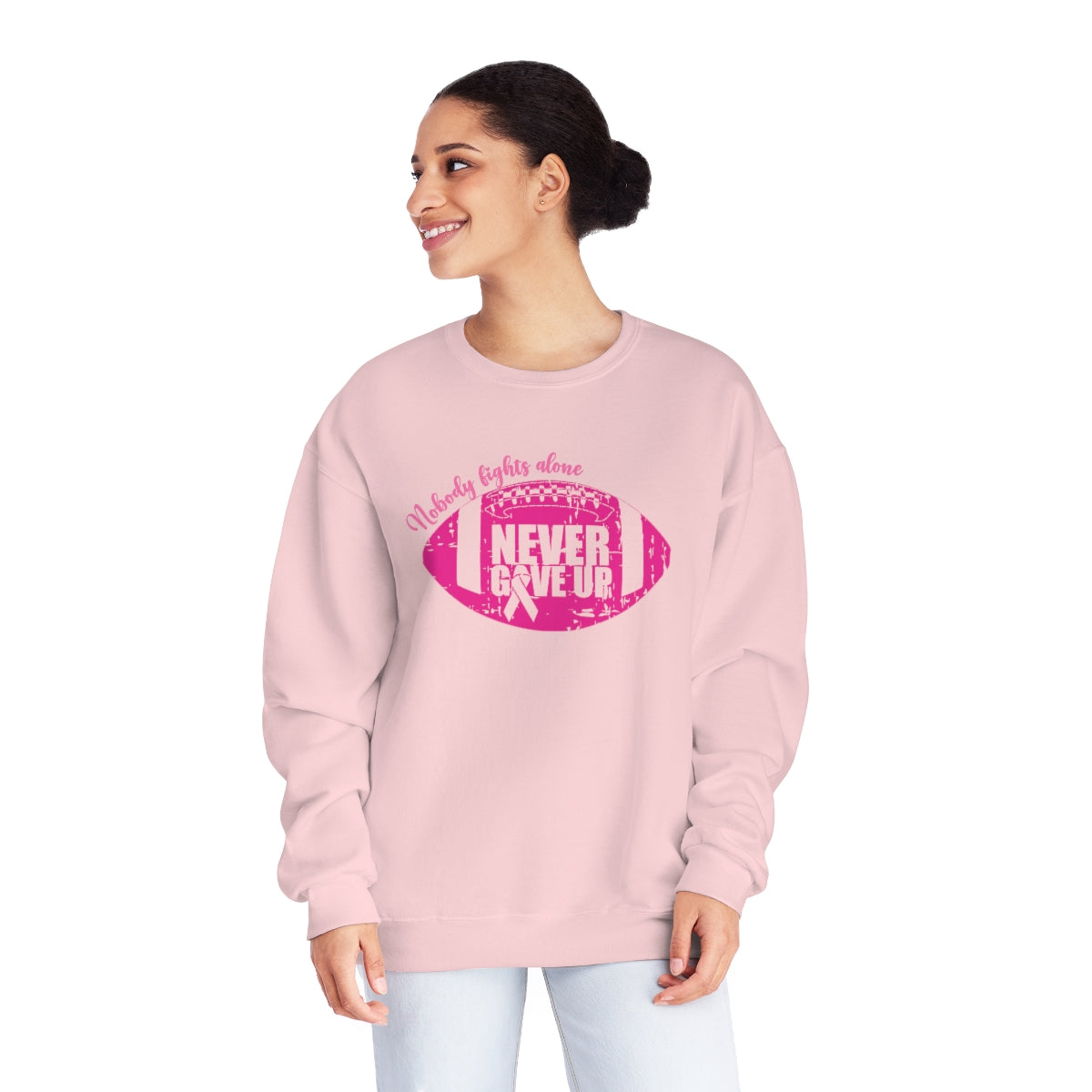 Breast Cancer Sweatshirt | Pink Ribbon Sweatshirt | Breast Cancer Awareness Sweatshirt | Football Sweatshirt | Fundraiser Crewneck