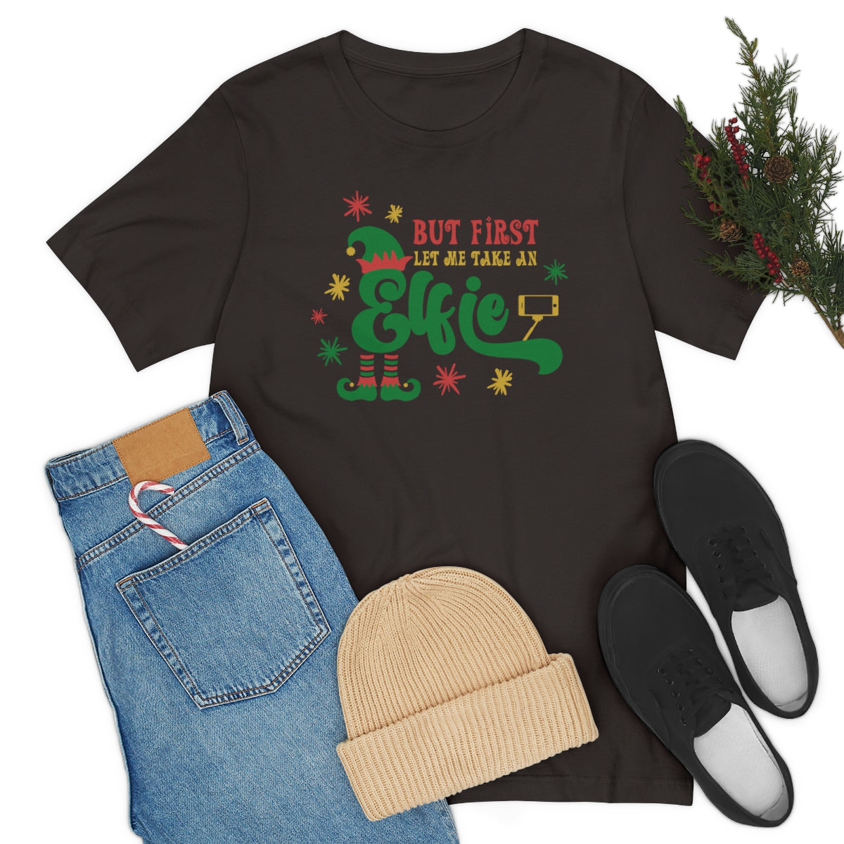 Elfie Shirt, Christmas Shirts for Women, Christmas Tee, Christmas TShirt, Shirts For Christmas, Cute Christmas t-shirt, Holiday Tee