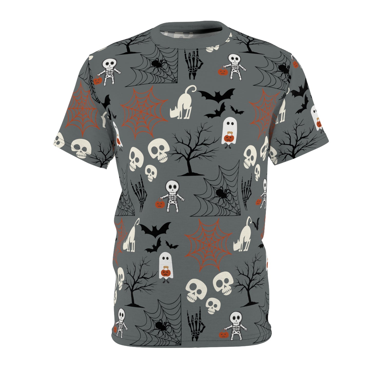 Halloween Pattern All Over Print Shirt | Spider Web | Spooky Halloween Shirt | Unisex AOP Shirt | Ghost Shirt | Skeleton Shirt |