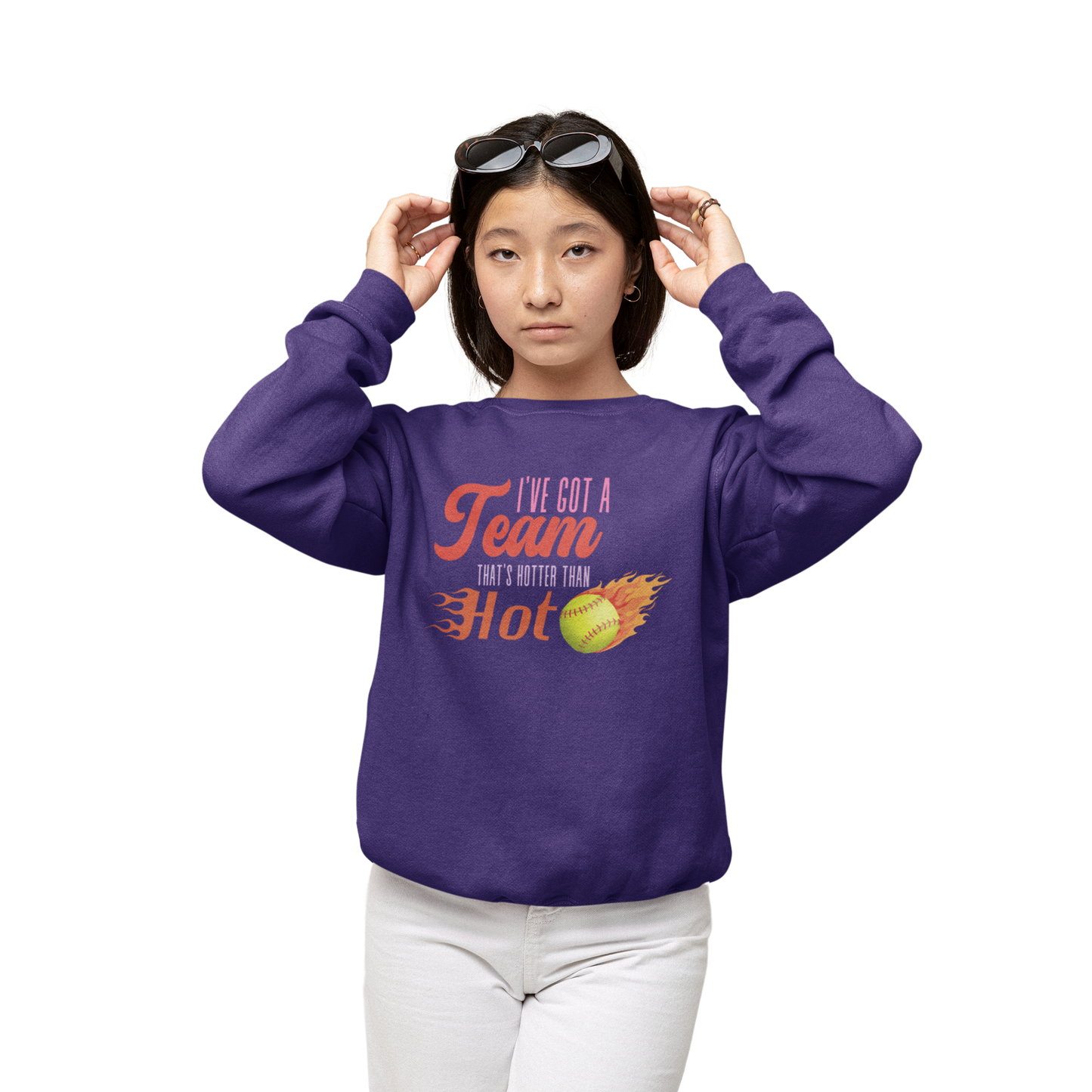 Team That's Hotter Than Hot Kids Softball Sweatshirt | Softball Sweatshirt | Youth Softball Shirt | Cute softball shirts | Youth Softball Sweatshirt