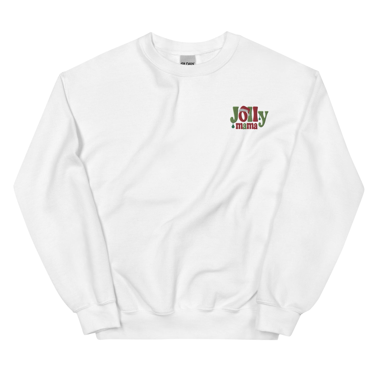 Jolly Mama Christmas Embroidered Sweatshirt, Christmas Sweatshirt Women, Christmas Embroidery Font