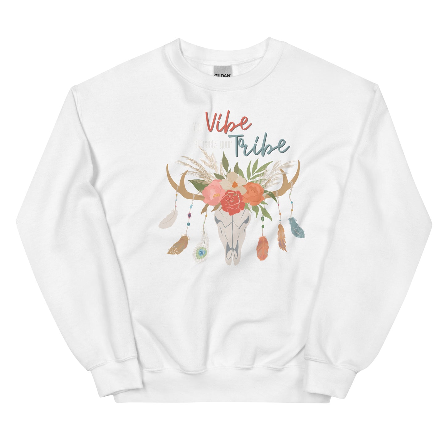 Your Vibe Attracts Your Tribe Boho Sweatshirt, Boho Feathers, Boho Steer, Boho Flowers, Boho Lover Shirt