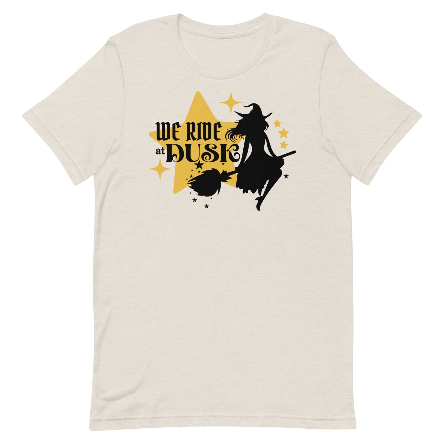 We ride at dusk Halloween shirt, witch Halloween t-shirt, witch and broom t-shirt